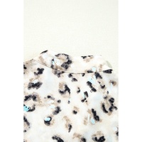 Khaki Leopard Print Buttoned Front 3/4 Sleeve Tiered Ruffled Hem Dress - 2XL