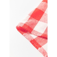 Pink Oversized Plaid Puff Sleeve Round Hem Shirt Dress - L