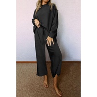 Black Ultra Loose Textured 2pcs Slouchy Outfit - M