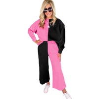 Multicolor Contrast Color Block Textured Casual 2pcs Outfit - L
