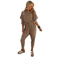 Simply Taupe High Low Boxy Fit Tee and Crop Pants Set - L