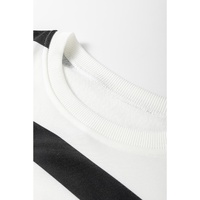 Black Stripe Drop Shoulder Pullover and Jogger Pants Set - L