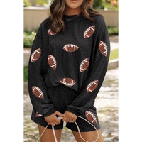 Carbon Grey Sequin Rugby Football Corded Knit Two Piece Shorts Set - XL