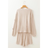 Parchment Thanksgiving Sequined Turkey Corded Knit Loose Fit Shorts Set - M