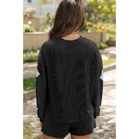 Carbon Grey Halloween Ghost Graphic Corded Pullover and Shorts Two Piece Set - 2XL