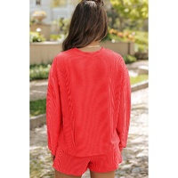 Gold Flame Shiny Father Christmas Corded Long Sleeve Top and Shorts Set - M