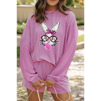 Phalaenopsis Bubble Gum Rabbit Sequin Graphic 2pcs Outfit - M
