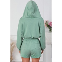 Blue French Terry Hoodie Romper - L