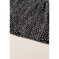 Black Leopard Print Belted V Neck Short Sleeve Romper - M