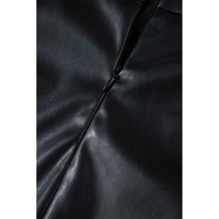 Black PU Leather Side Slits Slim Fit High Waist Mini Skirt - L