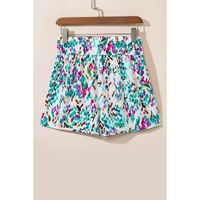 Light Blue Leopard High Waisted Athletic Shorts - M