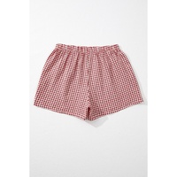 Red Plaid Gingham Printed High Waist Shorts - 2XL