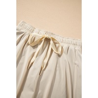 Beige Drawstring High Waist Lined Tennis Skorts - S