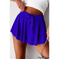 Dark Blue Drawstring High Waist Lined Tennis Skorts - S