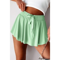 Light Green Drawstring High Waist Lined Tennis Skorts - S