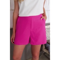 Sachet Pink Half Elastic Waist Casual Pocketed Shorts - M