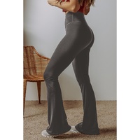 Dark Grey V Shape High Waist Flared Leggings - L