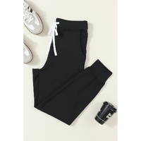 Black Drawstring Waist Pocketed Joggers - S