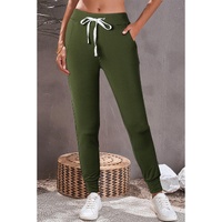 Moss Green Drawstring Waist Pocketed Joggers - 2XL