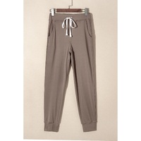 Dark Brown Drawstring Waist Pocketed Joggers - L