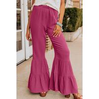 Azura Exchange Textured High Waist Ruffled Bell Bottom Pants - S