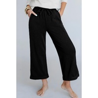 Black Mineral Wash Exposed Seam Wide Leg Pants - S