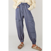 Wild Wind Mineral Wash Multi Pockets Lace-up Waist Harem Pants - XL