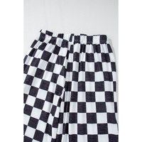 Black 2-Tone Checked Print High Waist Wide Leg Pants - M