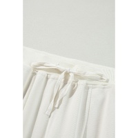 Beige Plain Cargo Pockets High Waist Casual Sweatpants - L