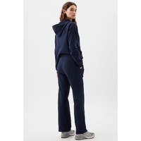 Navy Blue Solid Color Drawstring Waist Casual Straight Pants - M