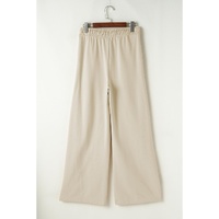 Apricot Loop Drawstring Casual Wide Leg Pants - L
