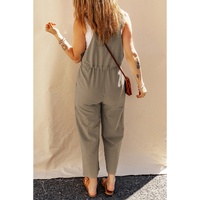 Sage Green Drawstring Buttoned Straps Cropped Overall - L