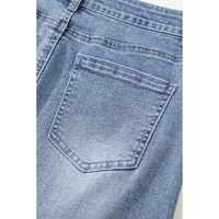 Beau Blue Shimmer Heart Pattern Distressed Denim Mini Skirt - S