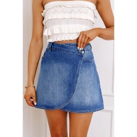 Ashleigh Blue Wrapped Crossed Waist Denim Mini Skirt - S