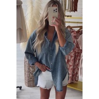Sky Blue Vintage Washed Chest Pocket Denim Shirt - S