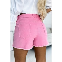 Rose Solid Color Distressed Denim Shorts - 10 US