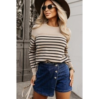 Bluing Asymmetric Wrapped Buttoned High Waist Denim Shorts - 8 US