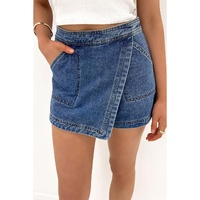 Ashleigh Blue Faux Wrapped Mini Denim Skort - 10 US