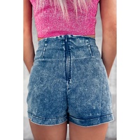 Sail Blue Acid Wash Asymmetric Twisted Wrapped Zipped Denim Skort - 6 US