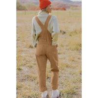 Khaki Vintage Multi Pockets Buckle Strap Cargo Denim Overalls - XL