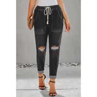 Azura Exchange Distressed Denim Jogger with Pocket Detail - S