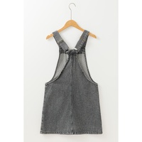 Medium Grey Wide Strap Button Front Pocketed Denim Mini Dress - XL