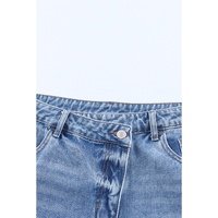 Sky Blue High Rise Crossover Waist Denim Shorts - 16 US