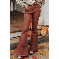 Azura Exchange High Waist Raw Hem Flare Jeans - 14 US