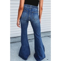 Blue Elastic High Waist Flare Jeans - 14 US