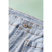 Beau Blue Acid Wash Contrast Edge Pocketed Cropped Jeans - 12 US