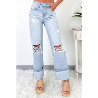 Beau Blue Light Wash Distressed Flare Jeans - 12 US