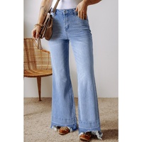 Ashleigh Blue Acid Wash Raw Hem High Waist Flared Jeans - 8 US