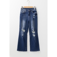 Dusk Blue Mineral Wash High Rise Ripped Jeans - 10 US