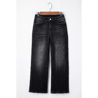 Carbon Grey Mineral Wash Raw Hem High Waist Flared Jeans - 4 US